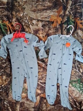 Carter's Light Blue Whale Print Footed One-Piece Pajama